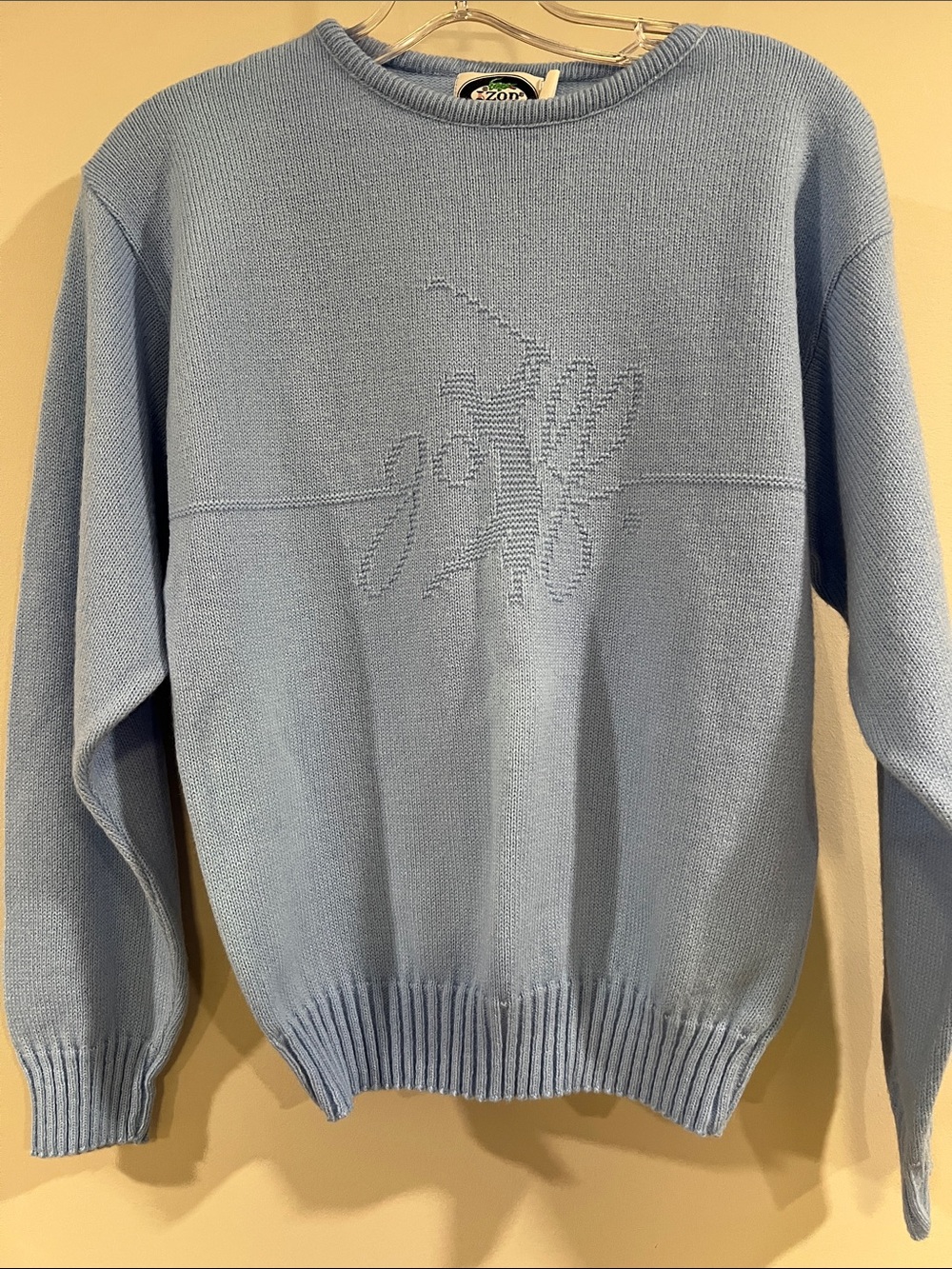 Lacoste - vintage, acrylic, Light Blue Crewneck Knit Sweater, golf insignia
